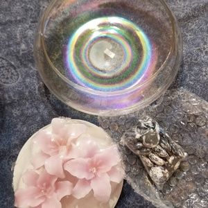 3 New Floating Lily Candles with glass bowl/Marble